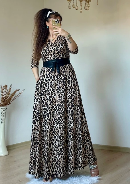 Tam Boy Premium Leopar Elbise