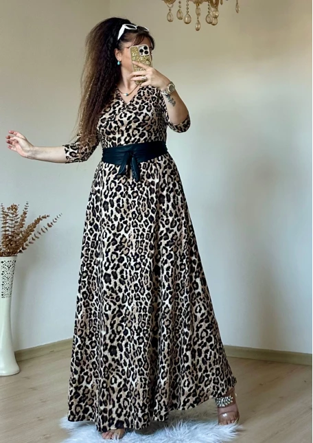 Tam Boy Premium Leopar Elbise