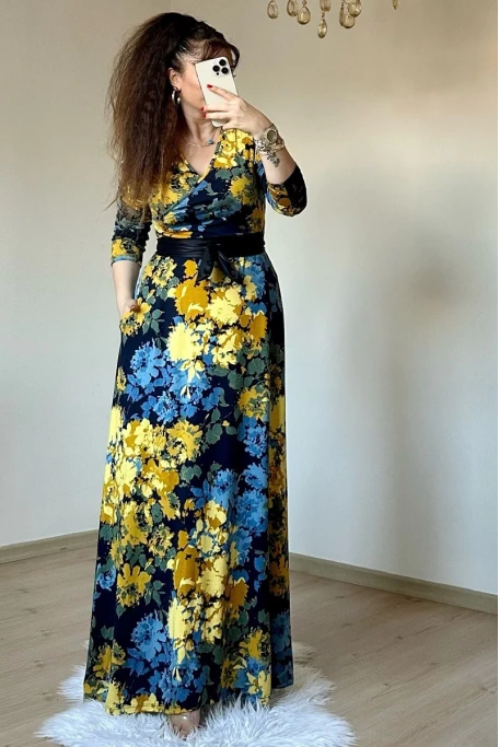 Tam Boy Sarı Çiçek Elblse