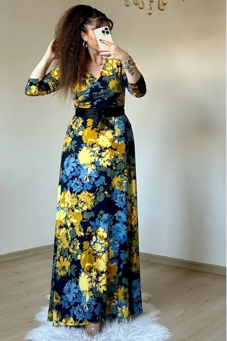 Tam Boy Sarı Çiçek Elblse