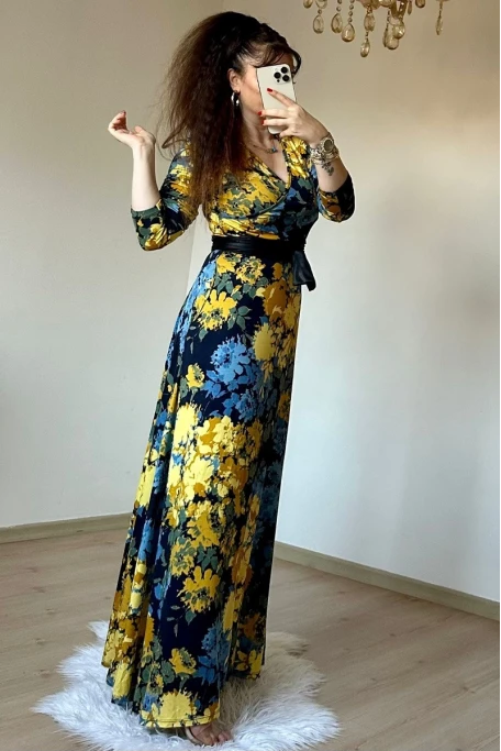 Tam Boy Sarı Çiçek Elblse