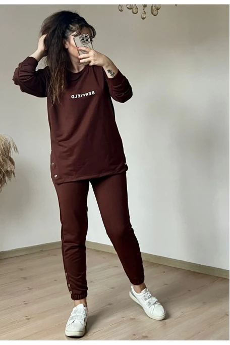 Uzun Kol Yan Çıtçıtlı Kahve Takım