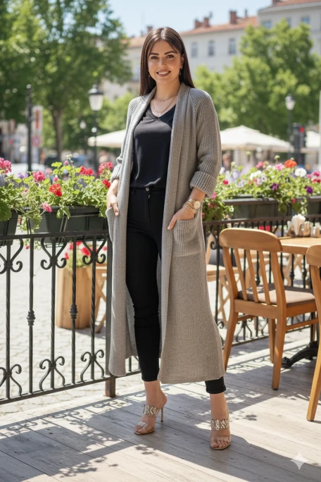 Uzun Salaş Hırka Gri