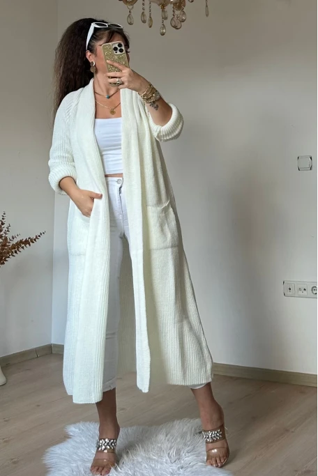 Uzun Salaş Hırka Krem