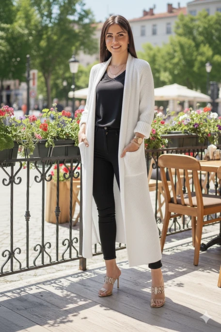 Uzun Salaş Hırka Krem