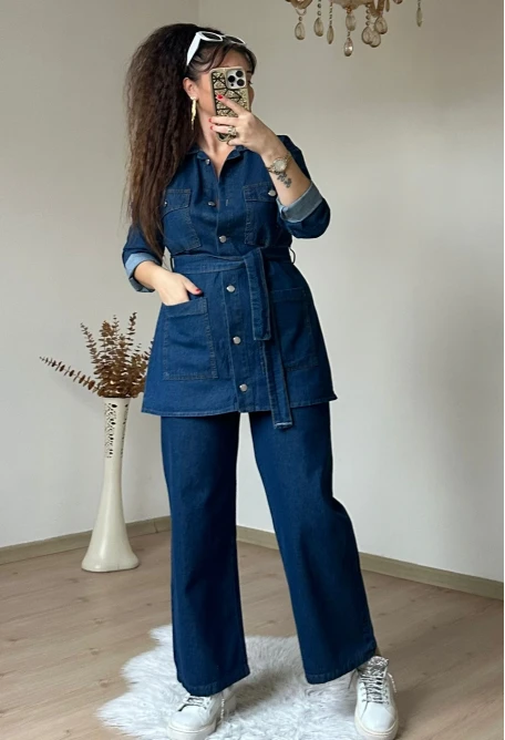 Yaka Ceplı Kot Takım