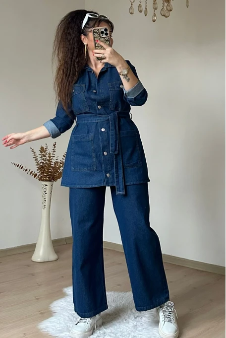 Yaka Ceplı Kot Takım