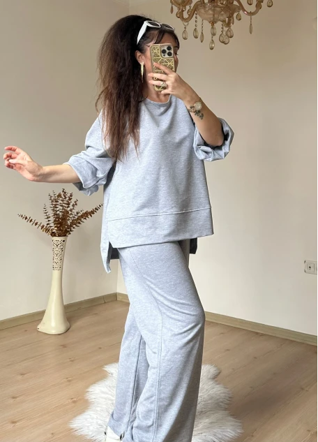 Yan Yırtmaçlı Spor Takım Gri