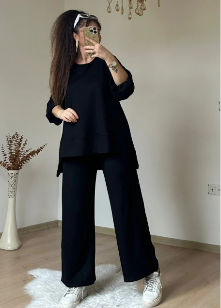 Yan Yırtmaçlı Spor Takım Siyah