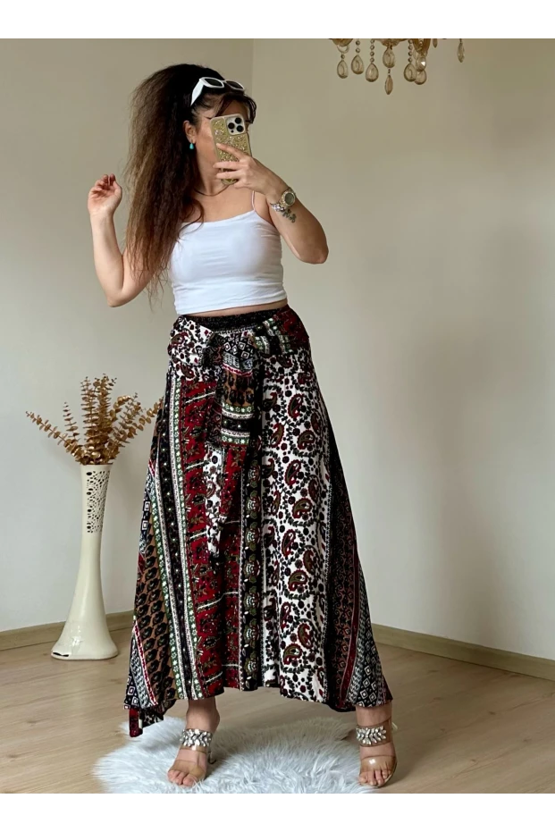 Kilim Desen Etek Yeşil Tonlu