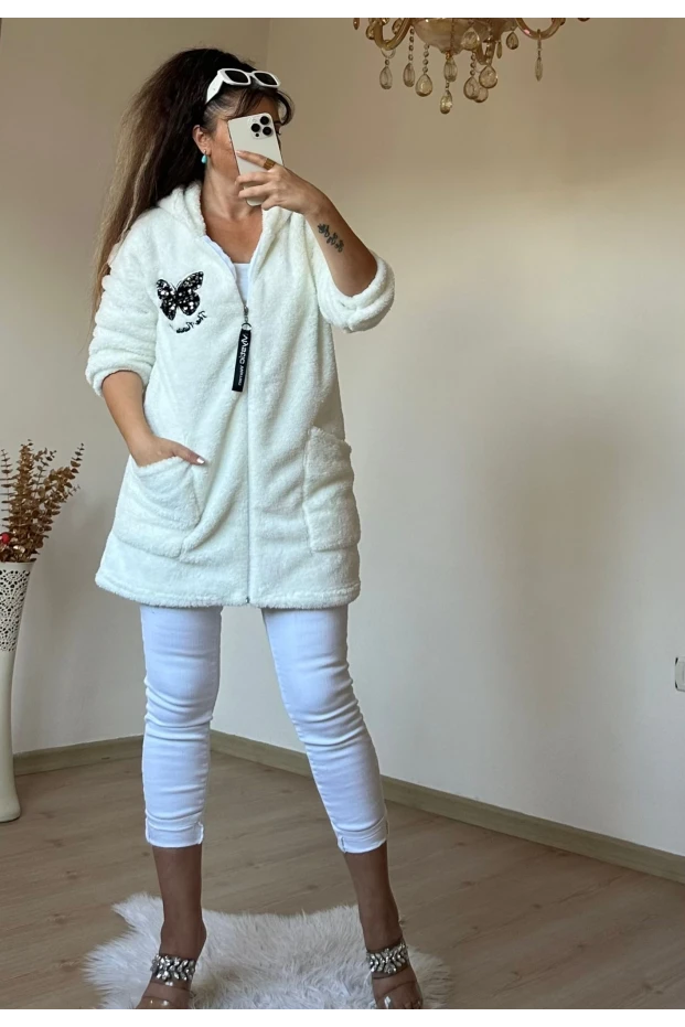 Pullu Kelebek Pelus Mont Krem