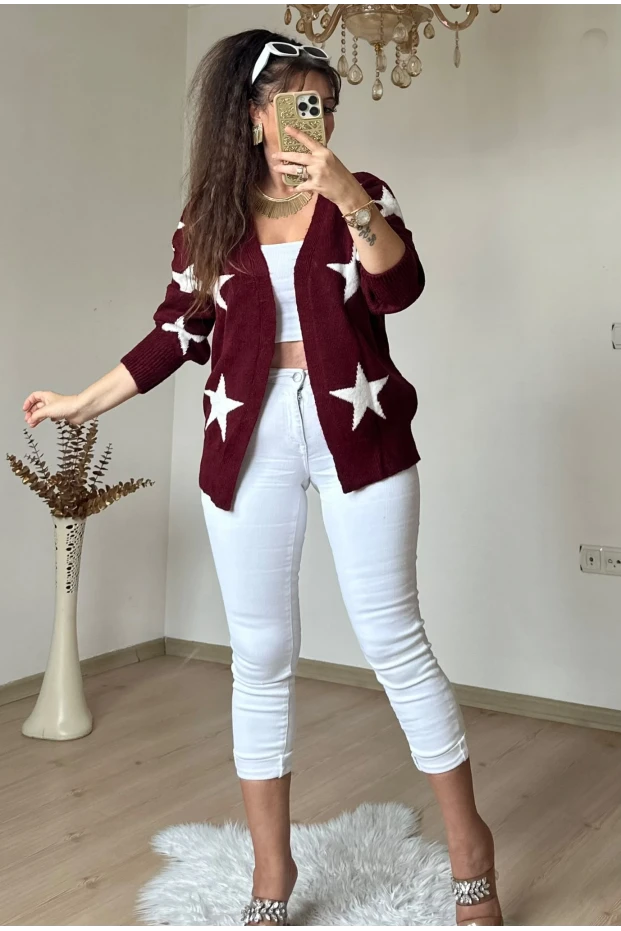 Yıldız Triko Hırka Bordo