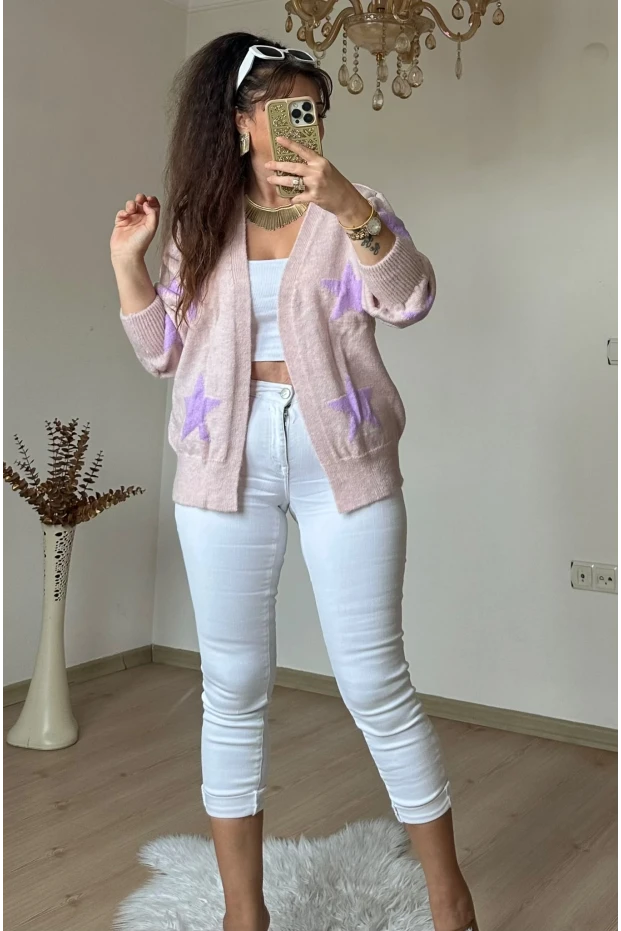 Yıldız Triko Hırka Pembe