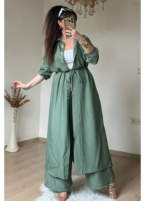 Bel Bağcıklı Tunık Takım Su Yeşili