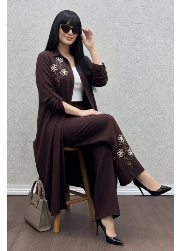 Papatya Nakışlı Takım Kahve