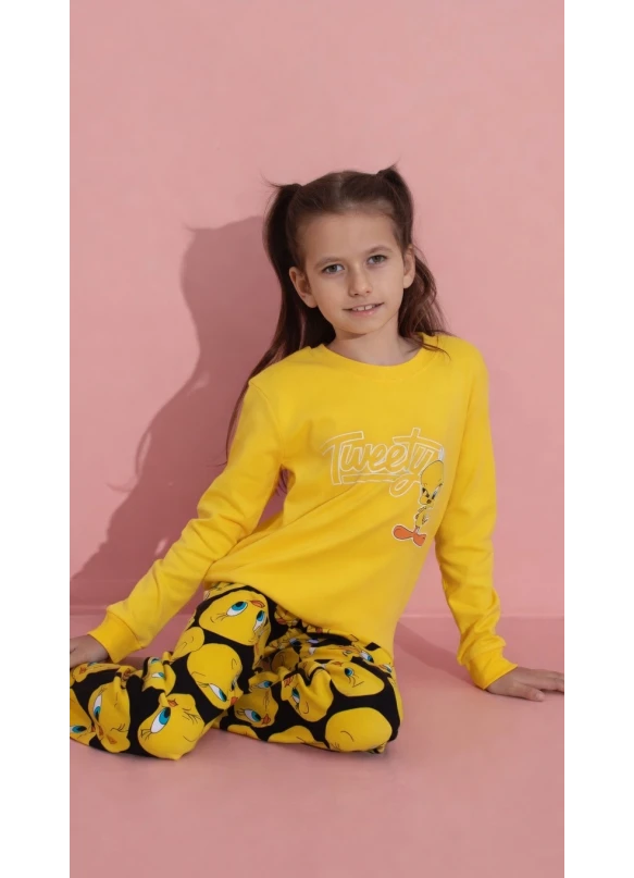 Karakter Baskılı Çocuk Takım Sarı