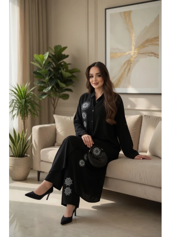 Gümüş Nakışlı Takım Siyah