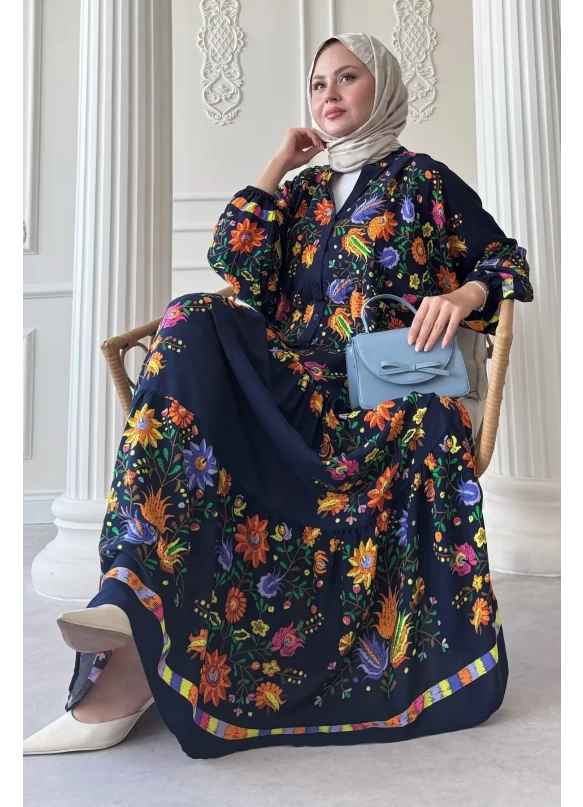 Bahar Elbise Lacivert