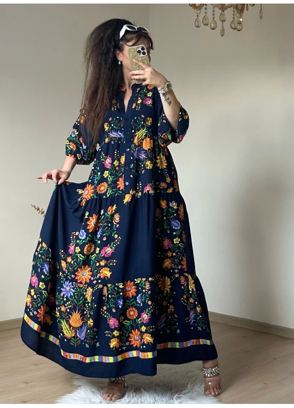 Bahar Elbise Lacivert