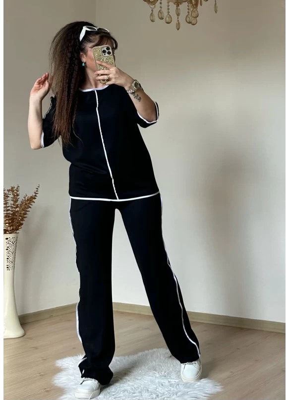 Beyaz Çızgılı Siyah Takım