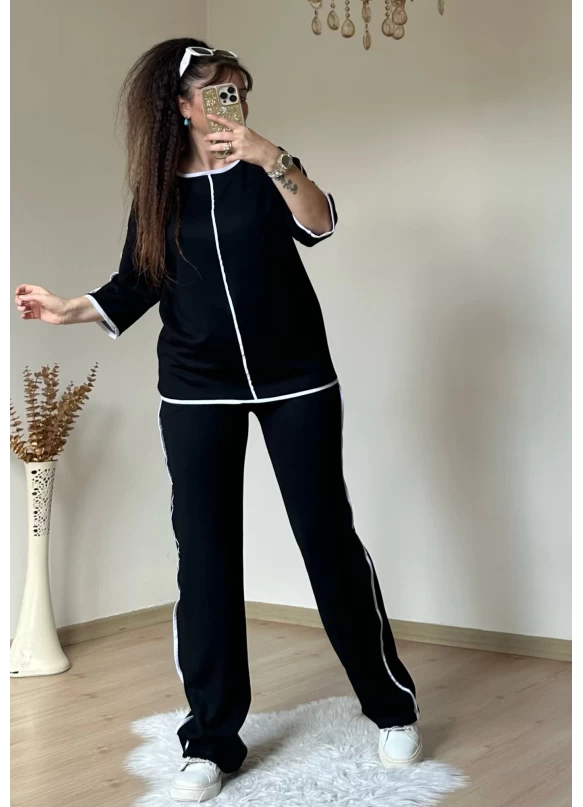 Beyaz Çızgılı Siyah Takım