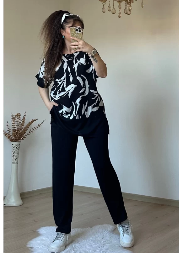 Beyaz Dalga Desen Dokuma Takım