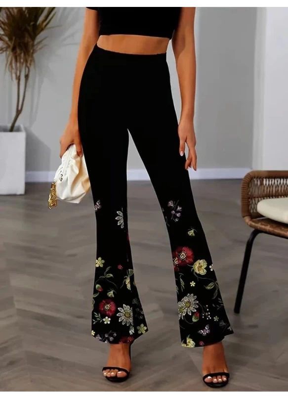 Çiçekli Tayt Pantalon
