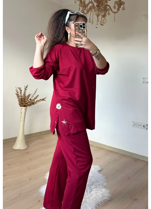 Denız Yıldızı Aksesuarlı Takım Bordo
