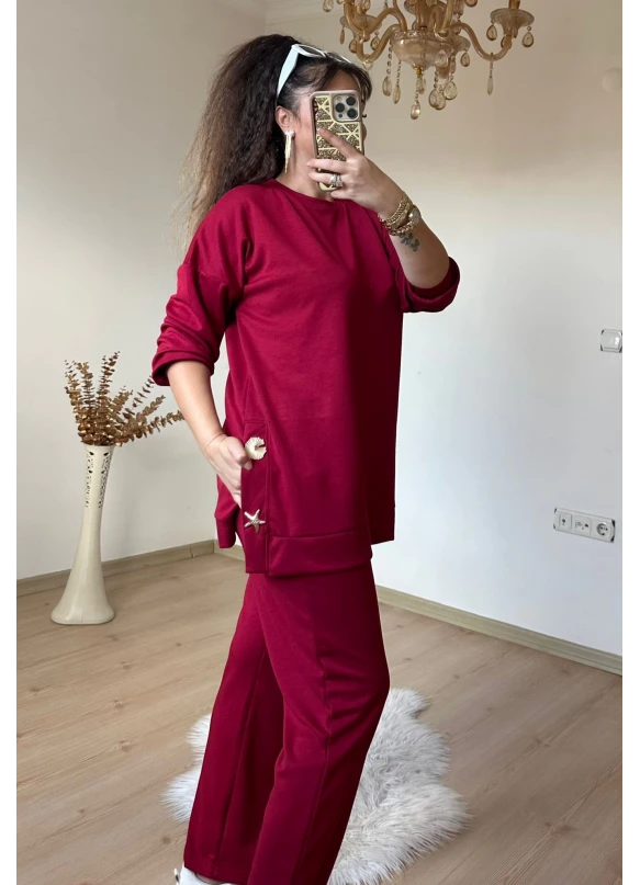 Denız Yıldızı Aksesuarlı Takım Bordo