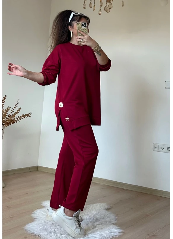 Denız Yıldızı Aksesuarlı Takım Bordo