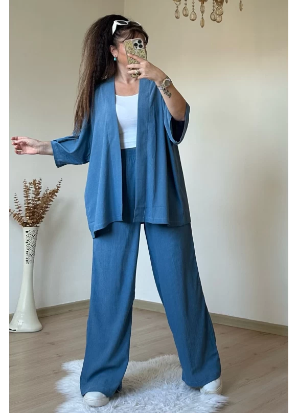 Düz Kimono Bebe Mavi Büyük beden