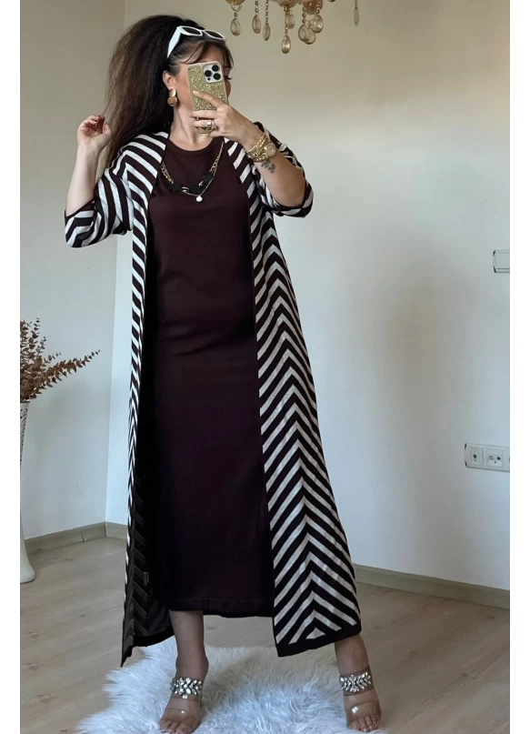 Elbıse Tunık Takım Kahve