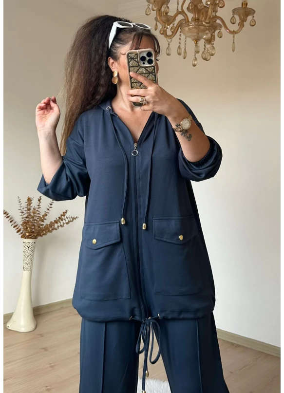 Fermuarlı Spor Takım Füme