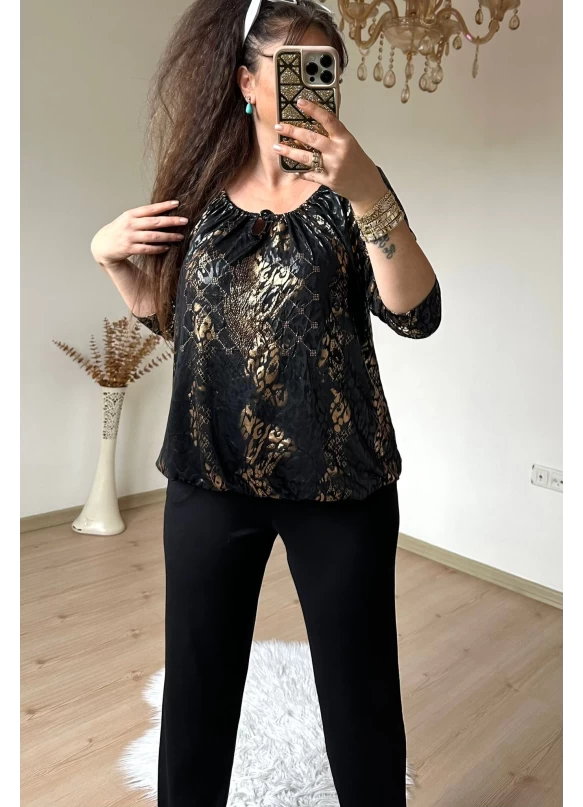 Gold Varak Baskı Taşlı Takım
