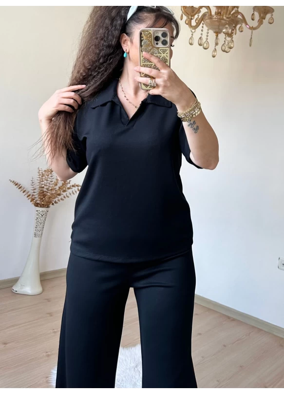 Gömlek Yaka Spor Takım Siyah