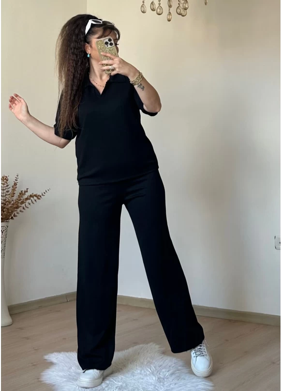 Gömlek Yaka Spor Takım Siyah