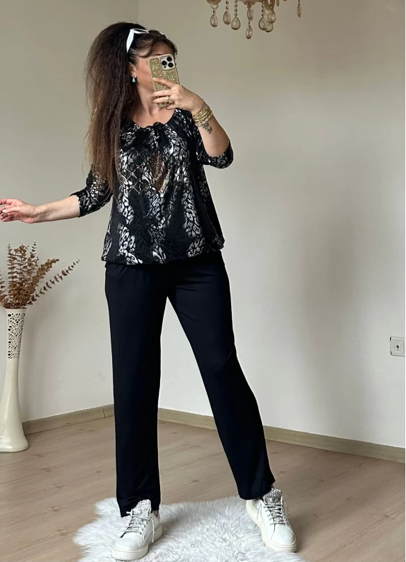 Gümüş Varak Baskı Taşlı Takım