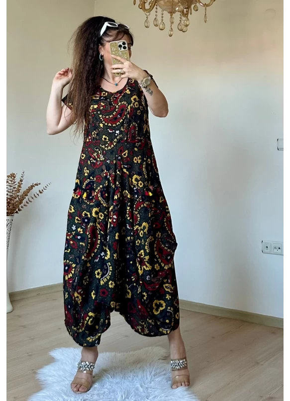 HAki Şal Desen Şalvar Elbise