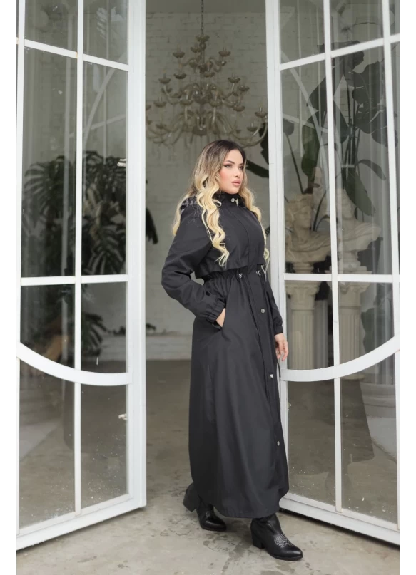 İçi Kürklü Kaban Siyah