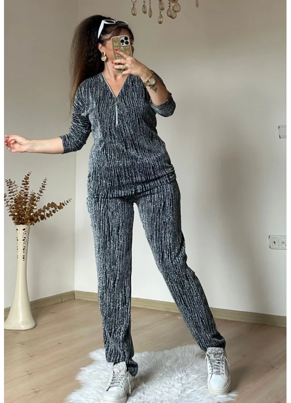Kendinden Simli Takım Gümüş