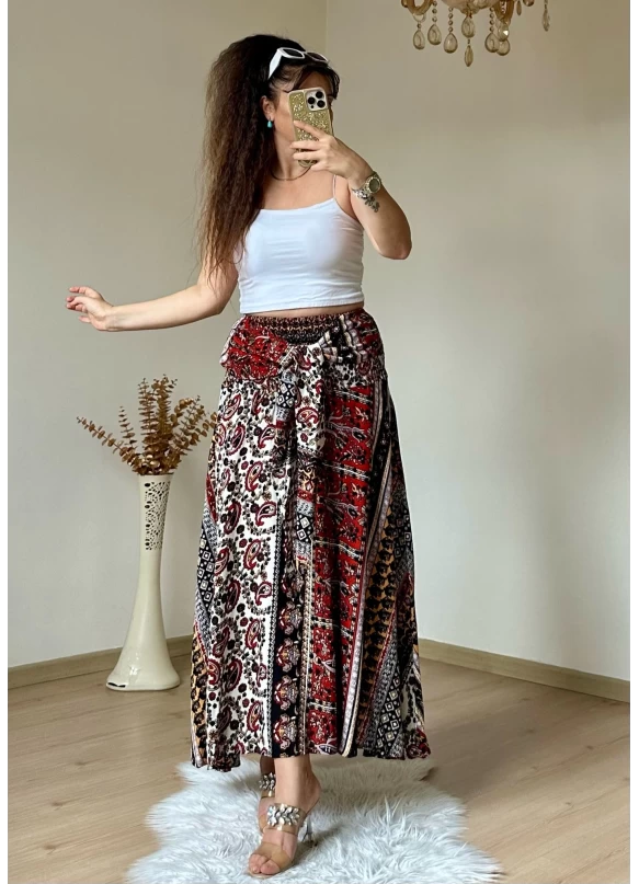 Kilim Desen Etek Bordo