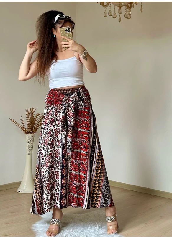 Kilim Desen Etek Bordo