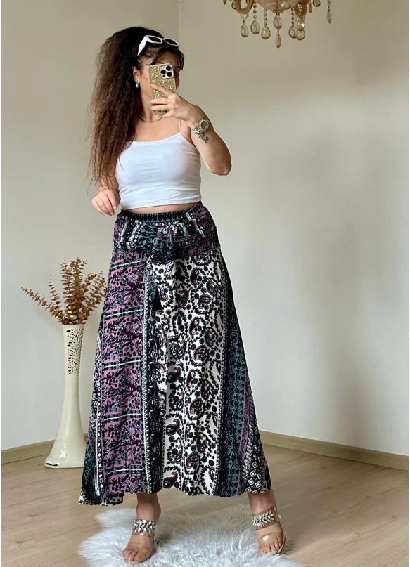 Kilim Desen Etek Lila