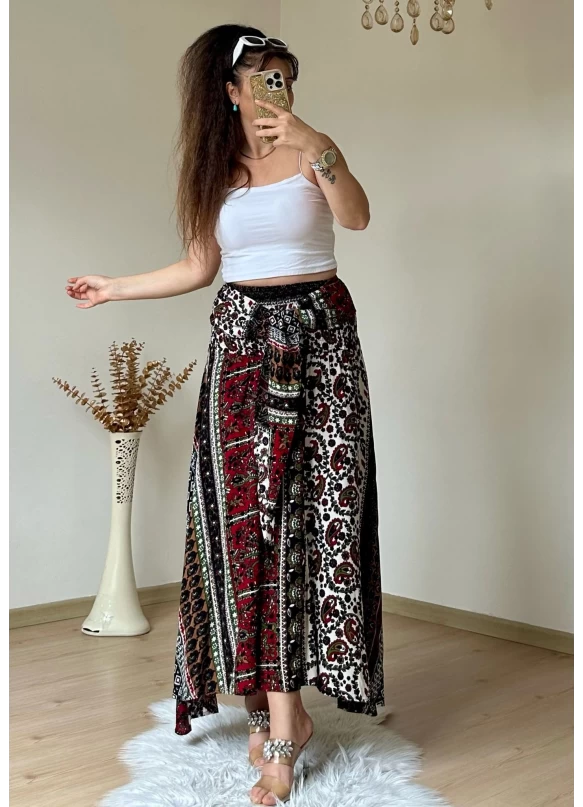 Kilim Desen Etek Yeşil Tonlu