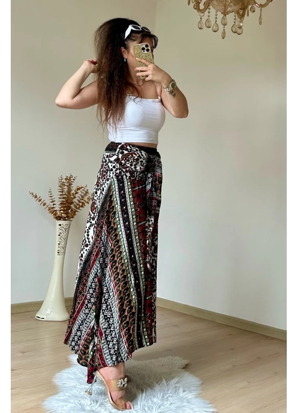 Kilim Desen Etek Yeşil Tonlu