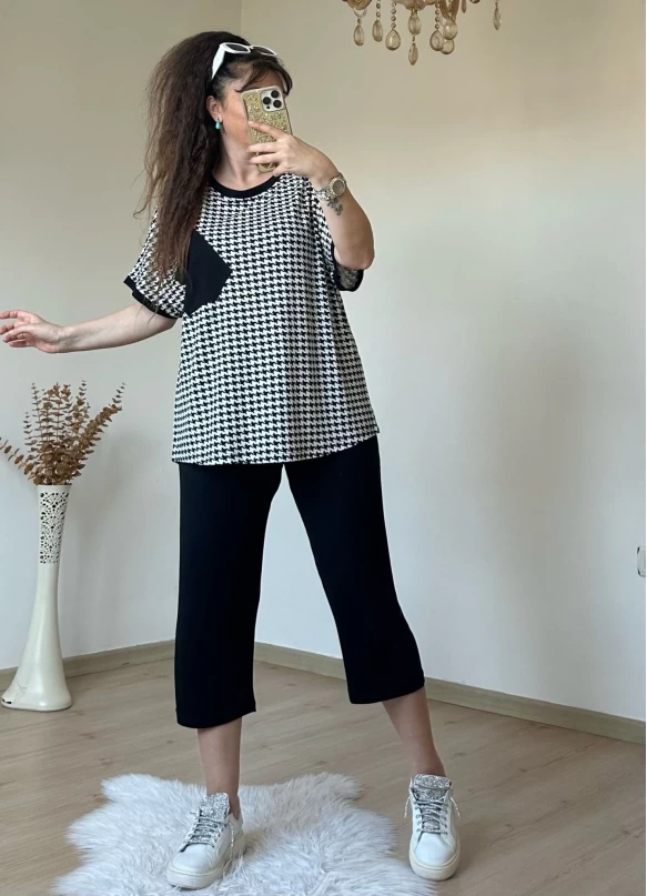 Kısa Kol Kaz Ayağı Desen takım