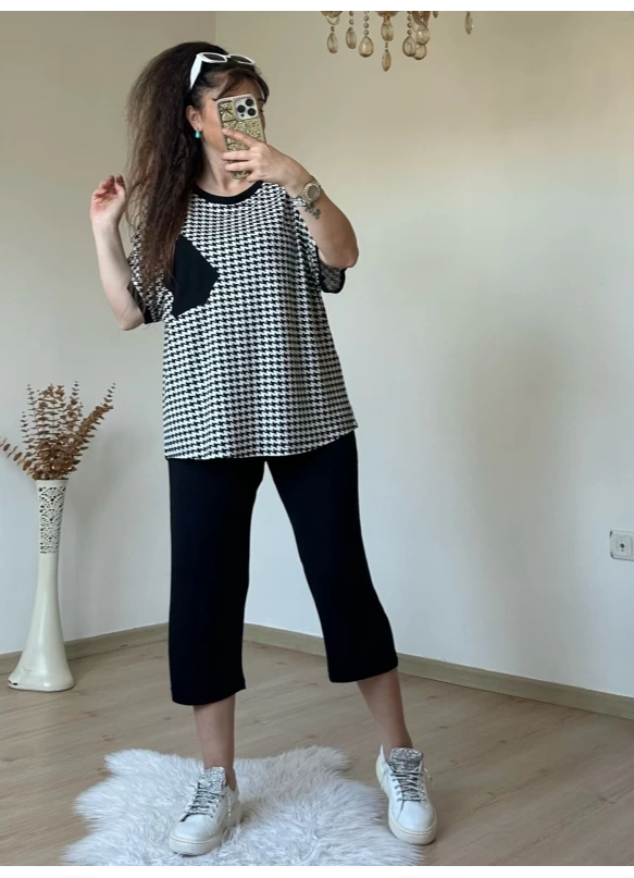 Kısa Kol Kaz Ayağı Desen takım