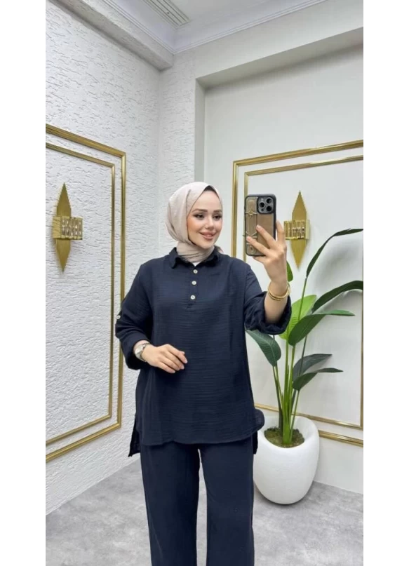 Müslin Pantolon Takım Siyah