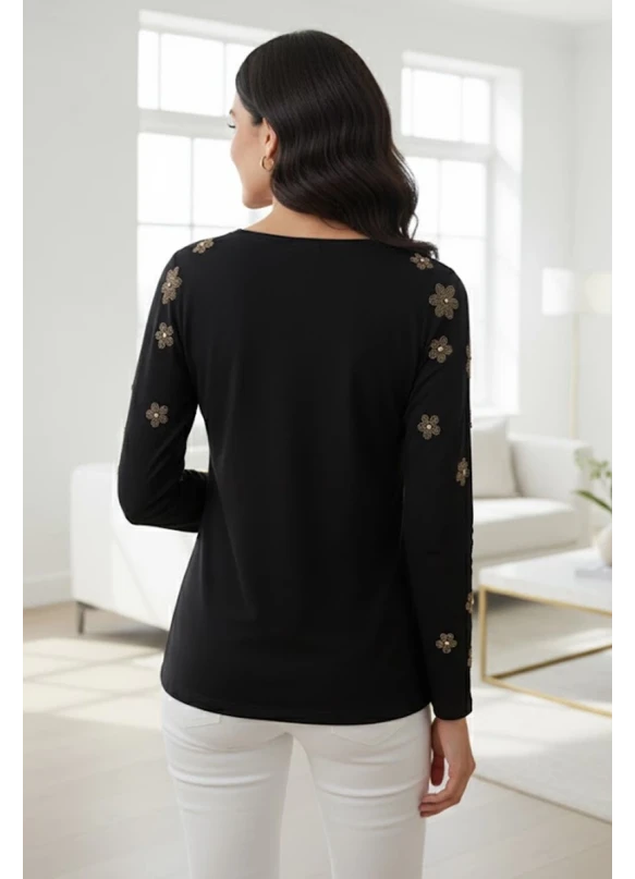 Papatya Gold Taşlı Bluz