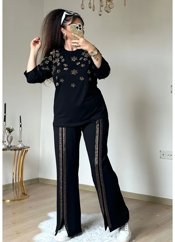 Papatya Gold Taşlı Takım